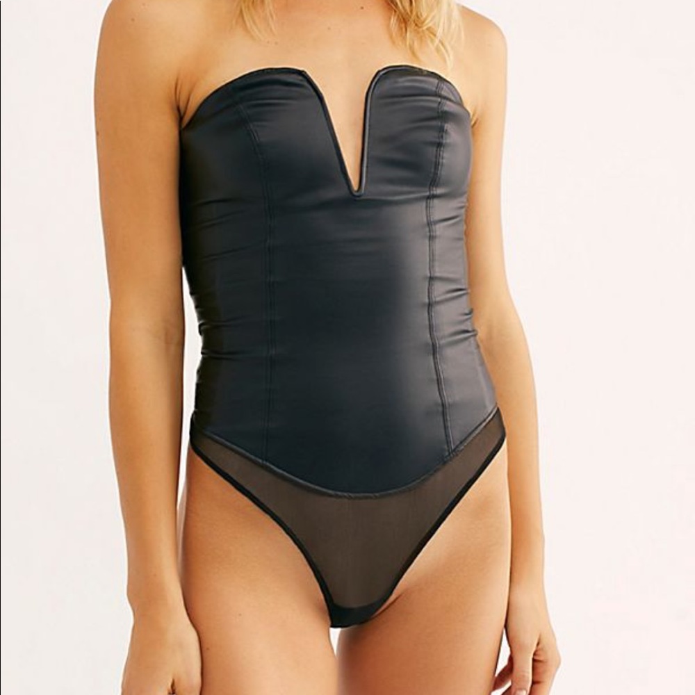 Free People vegan leather bodysuit NWOT
